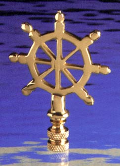 Polished Brass Ships Wheel Finial