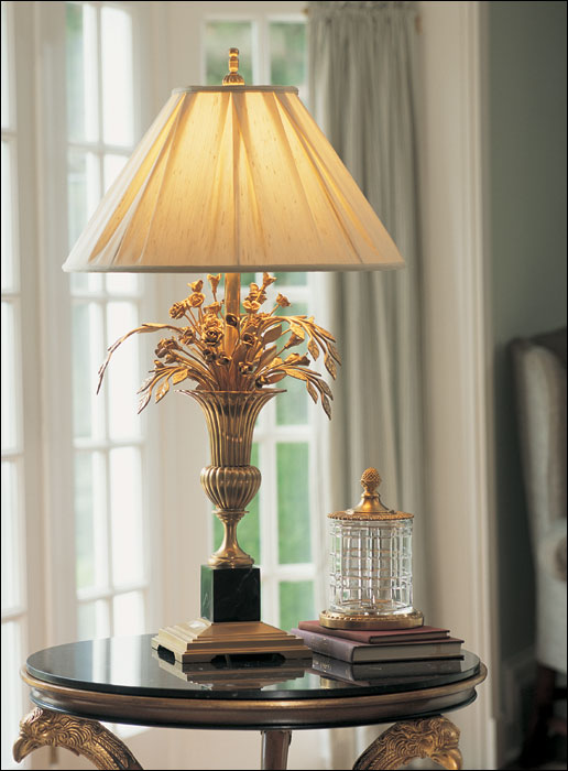 Brass Urn Table Lamp with Hand Painted faux Marble