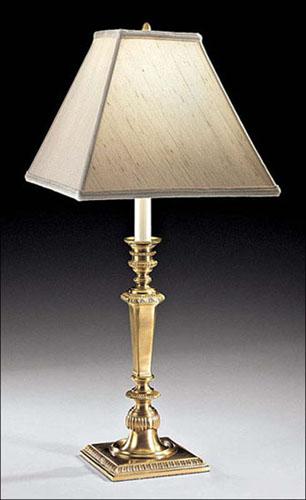 Antiqued Brass Lamp with square lampshade