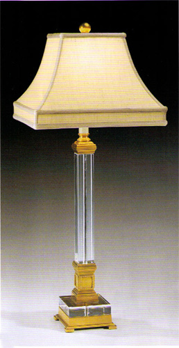 Solid crystal with antiqued brass lamp and square lampshade