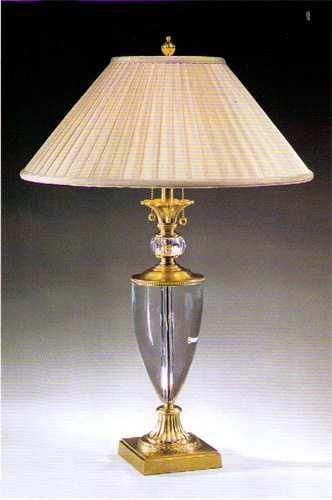 Solid crystal two light lamp with round lampshades