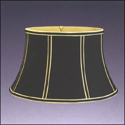 Black Bell Silk Shantung Lampshade with gold piping and gold fabric lining