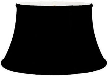 Black Bell Silk Shantung Floor Lampshade with White Fabric Lining and Piping