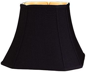 Black Square Cut Corner Shantung Lampshade with Gold Lining and Piping