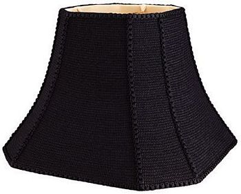Square Cut Corner Lampshade with Hand made Heavy Crochet and Hand Made Crochet Trim.