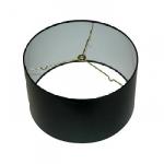 Black Parchment Shallow Drum Lampshade with White Hardback Lining