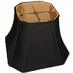 Square Cut Corner Black Silk Shantung Lampshade with Gold Fabric Lining