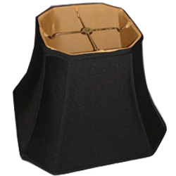 Square Cut Corner Black Silk Shantung Lampshade with Gold Fabric Lining